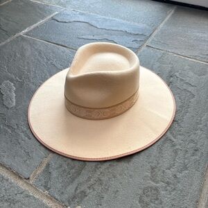 Lack Of Color Cream Hat with Pink Trim